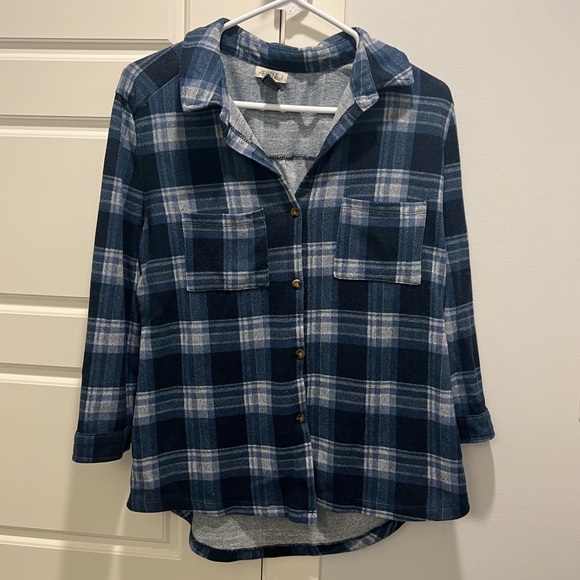 Blue Plaid Button Shirt - Picture 1 of 3